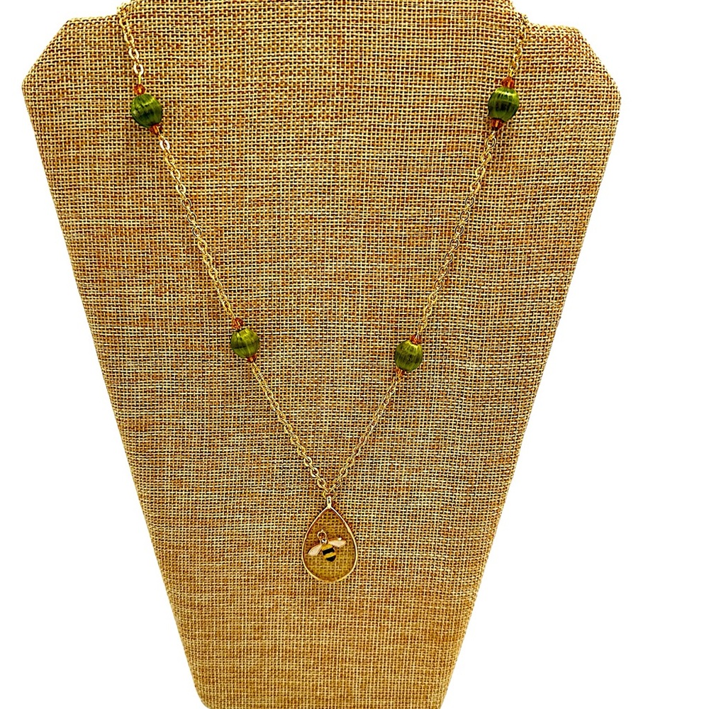 The Honeycomb Collection | The Rare Zebra     Bee Rare 14 karat Gold Necklace